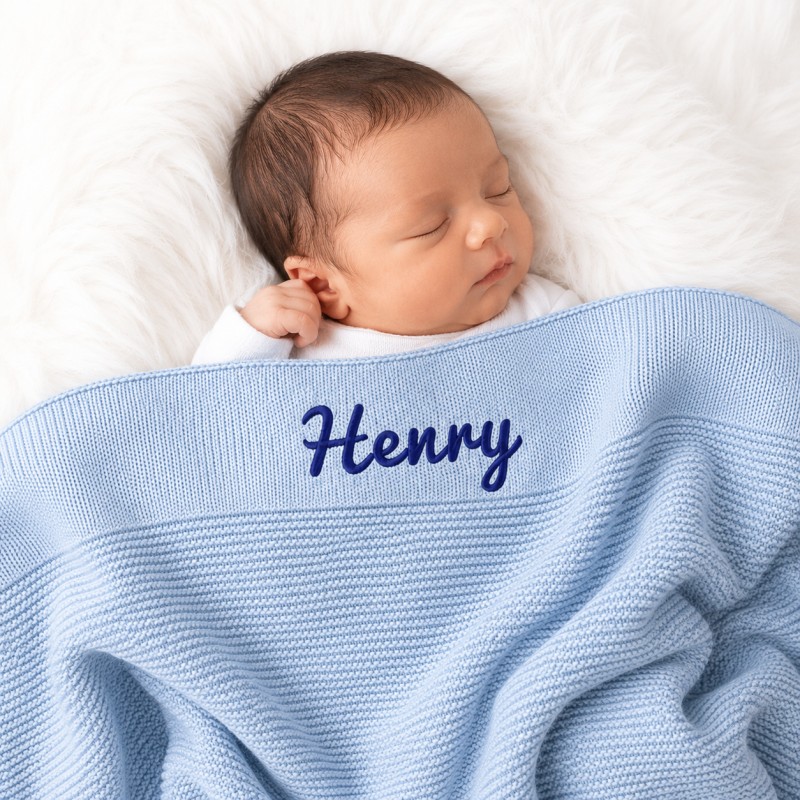 Personalised baby blanket - blue - 1